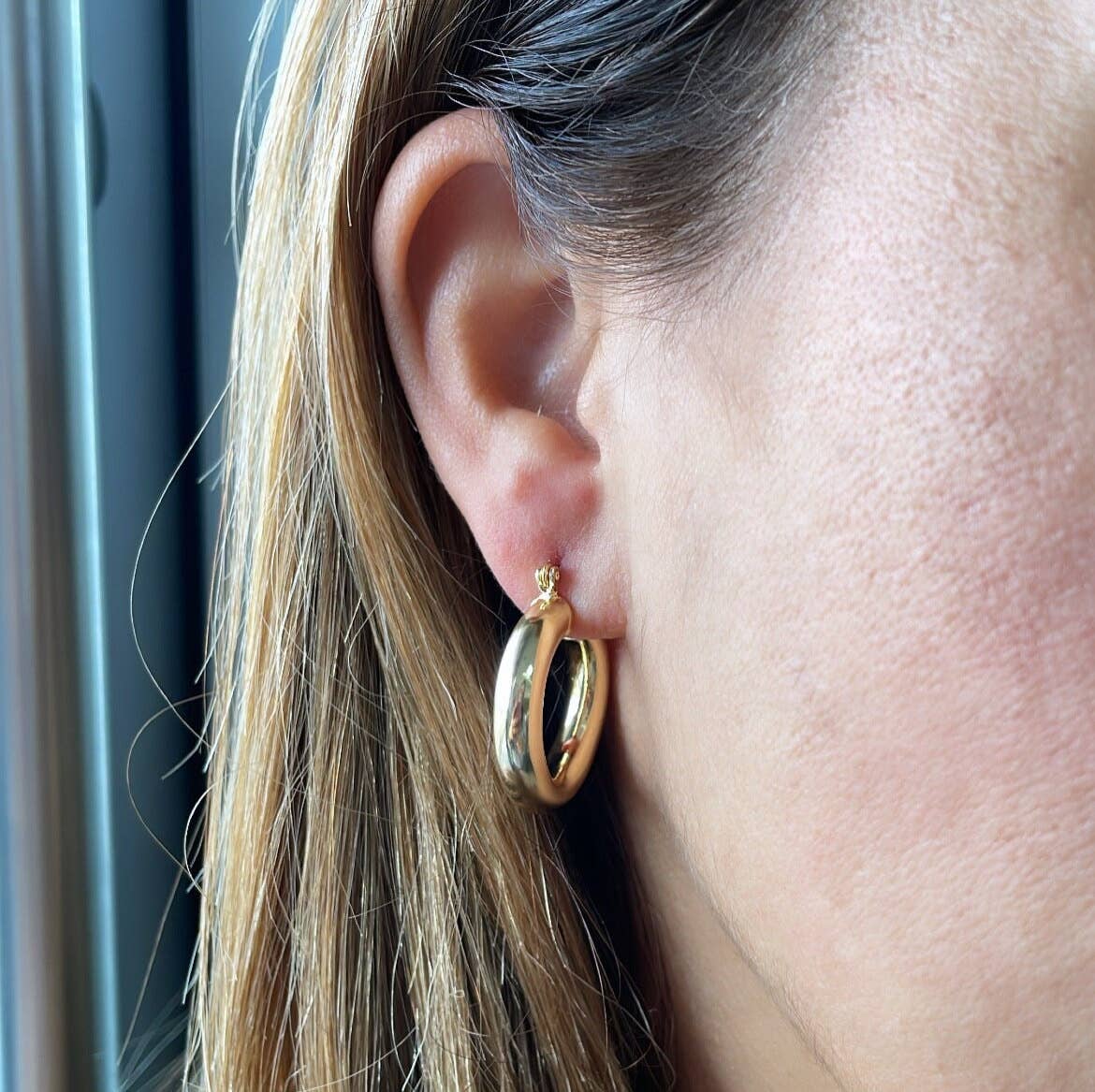 18k Gold Filled 5mm Plain Thick 25mm Small Hoops: Gold / 20mm