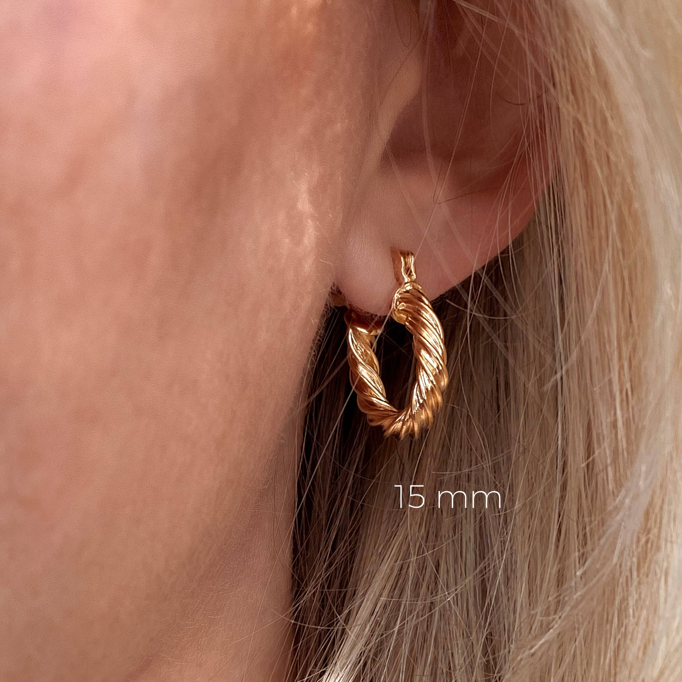 18k Gold Filled 15mm Twisted Hoop Earrings For Wholesale And: 15mm