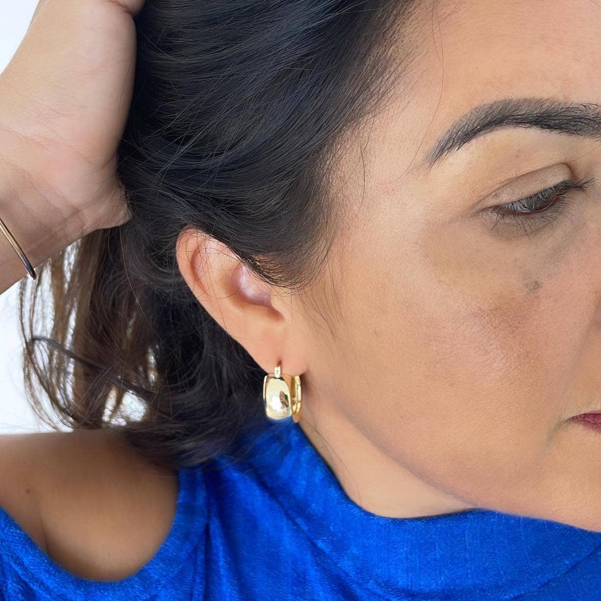 18k Gold Filled Smooth Extra Wide Sharp-edged Hoop Earring