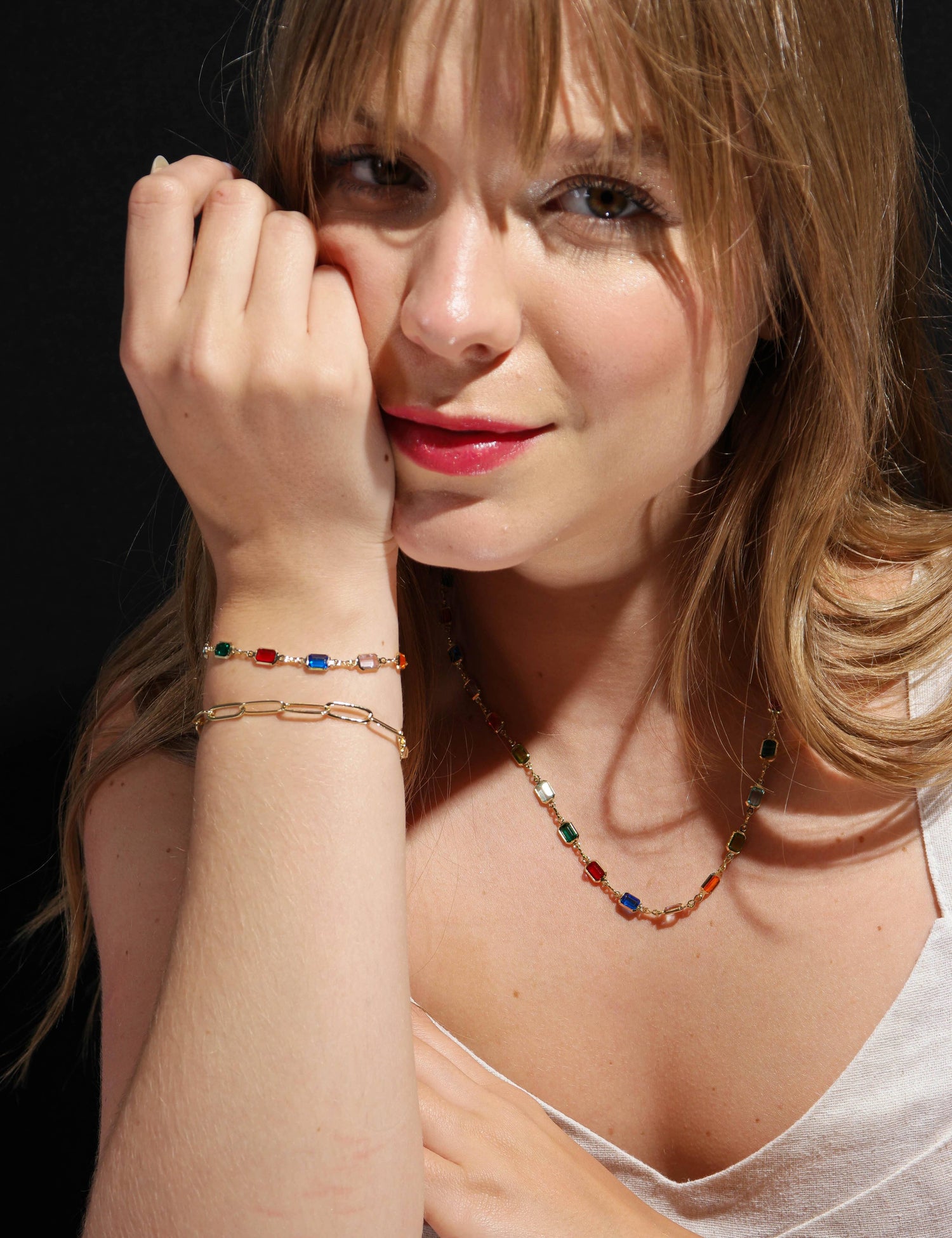 18k Gold Filled Multicolor Necklace For Wholesale: 16" necklace + 2" extension