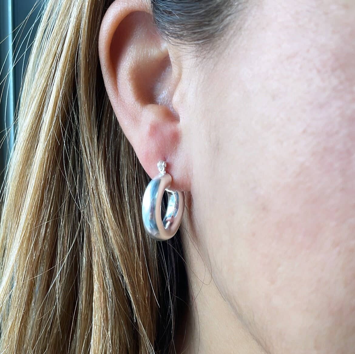18k Gold Filled 5mm Plain Thick 25mm Small Hoops: Silver / 25mm