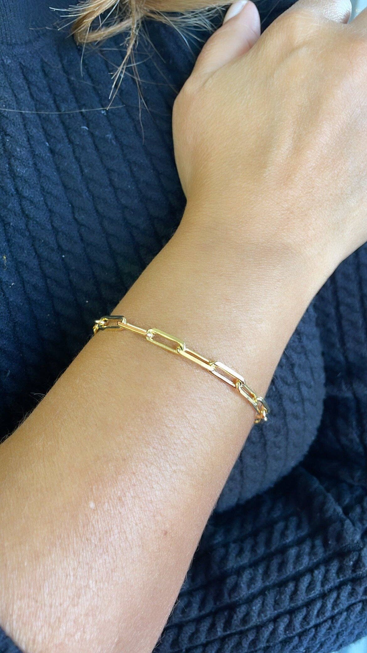 18k Gold Filled Dainty Smooth Paperclip Bracelet Availbe in 3 Sizes: 5