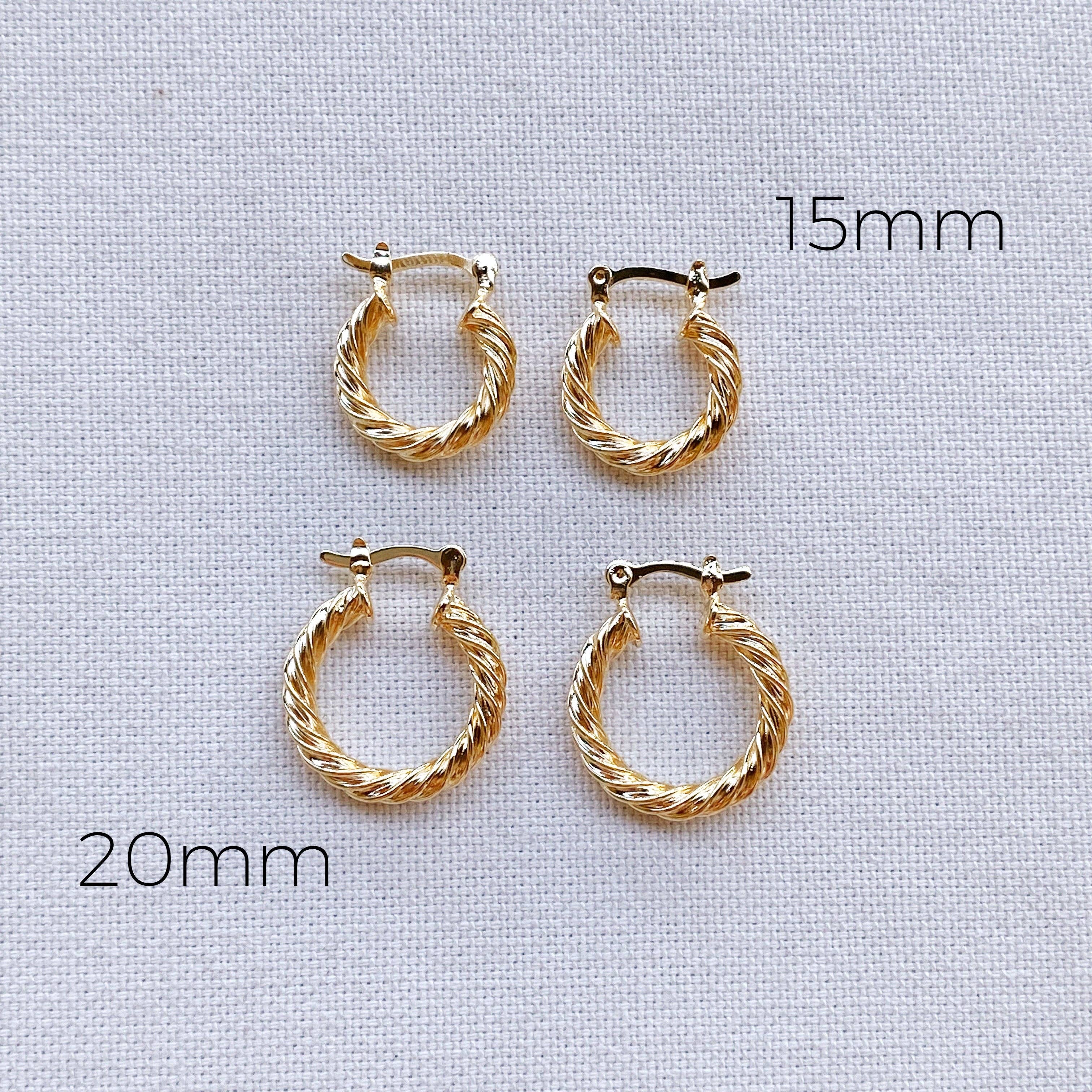 18k Gold Filled 15mm Twisted Hoop Earrings For Wholesale And: 15mm