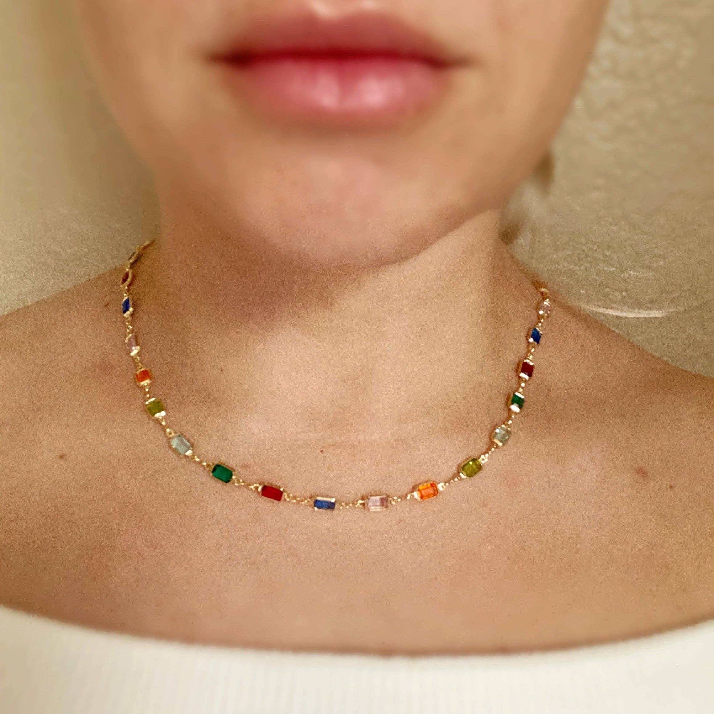 18k Gold Filled Multicolor Necklace For Wholesale: 16" necklace + 2" extension