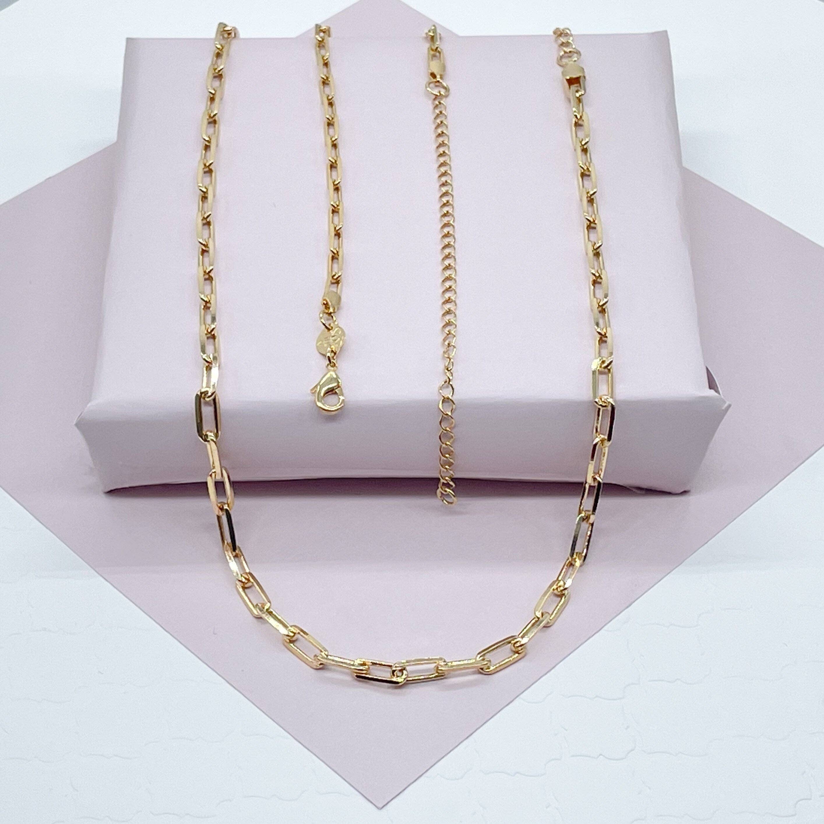 18k Gold Filled Paper Clip Chain 4mm Necklace: 16
