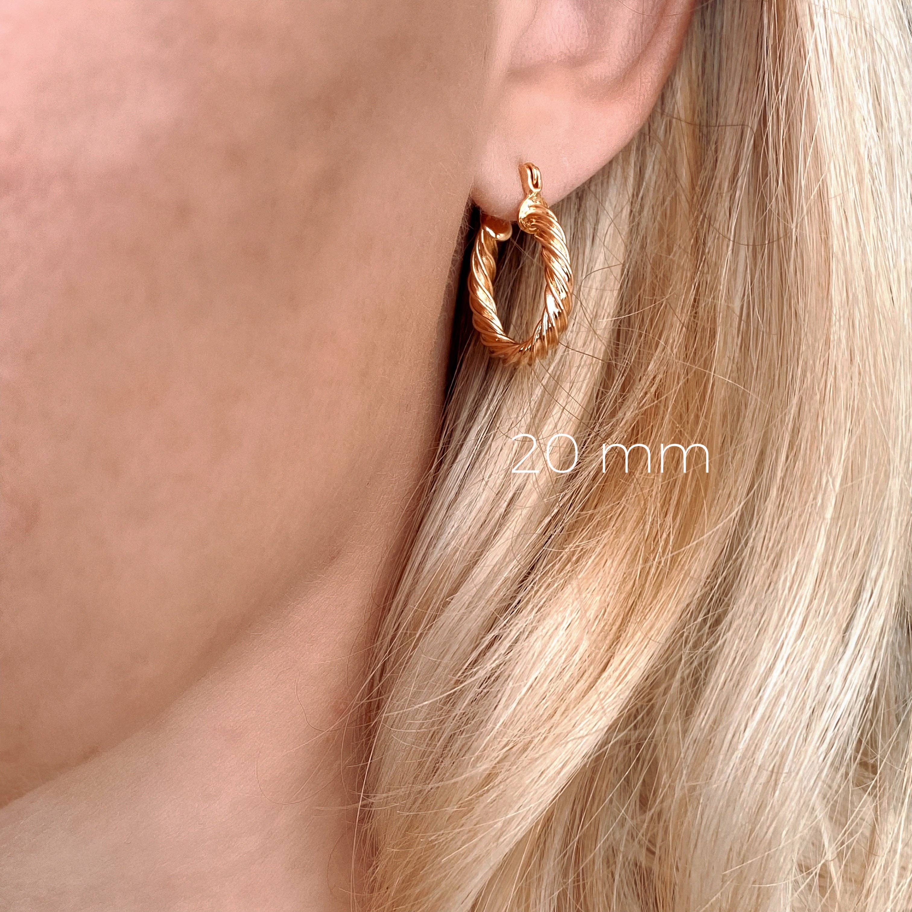 18k Gold Filled 15mm Twisted Hoop Earrings For Wholesale And: 15mm