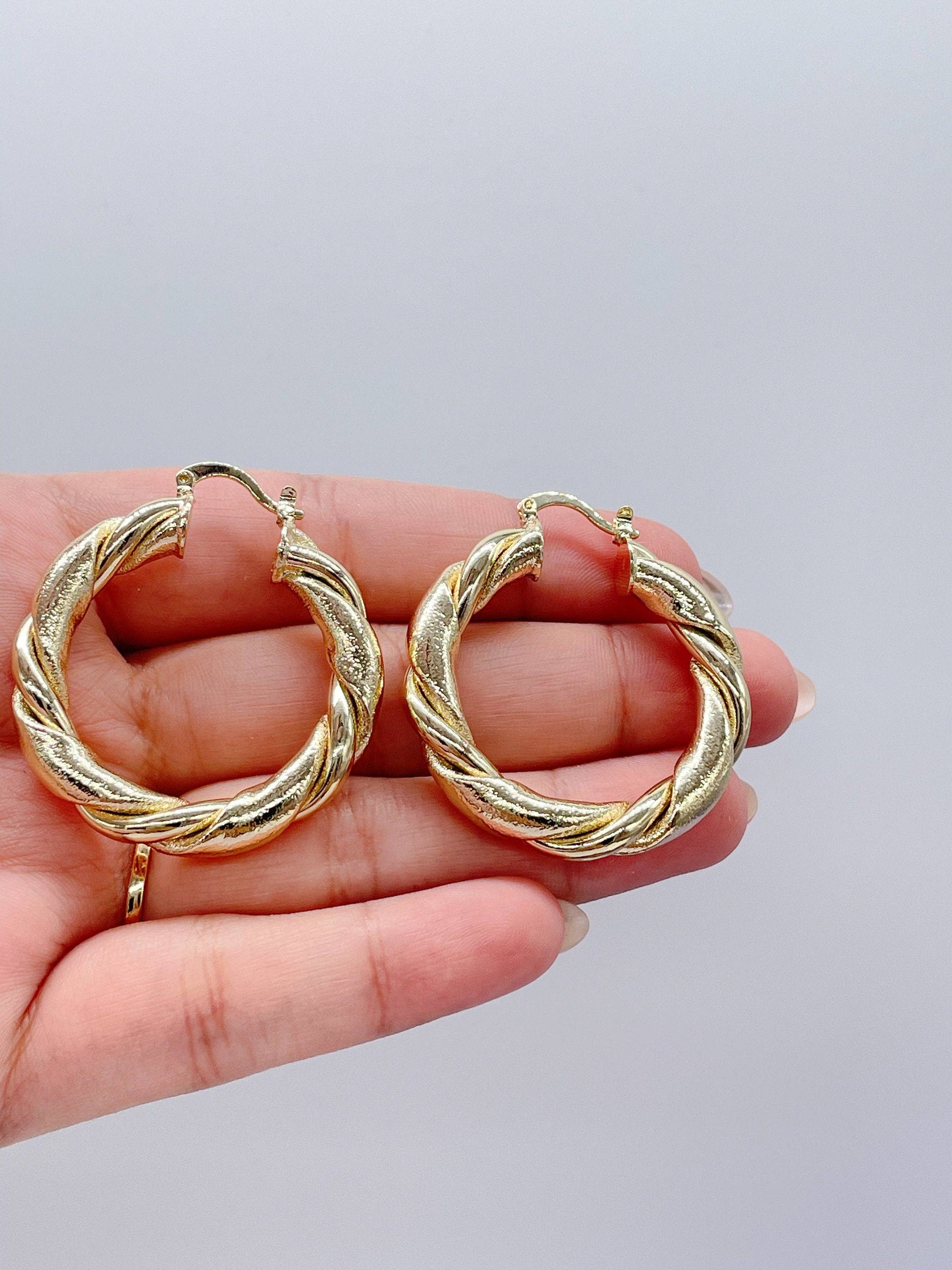 18k Gold Filled Chunky Croissant Hoop Earrings: 40mm Hoop