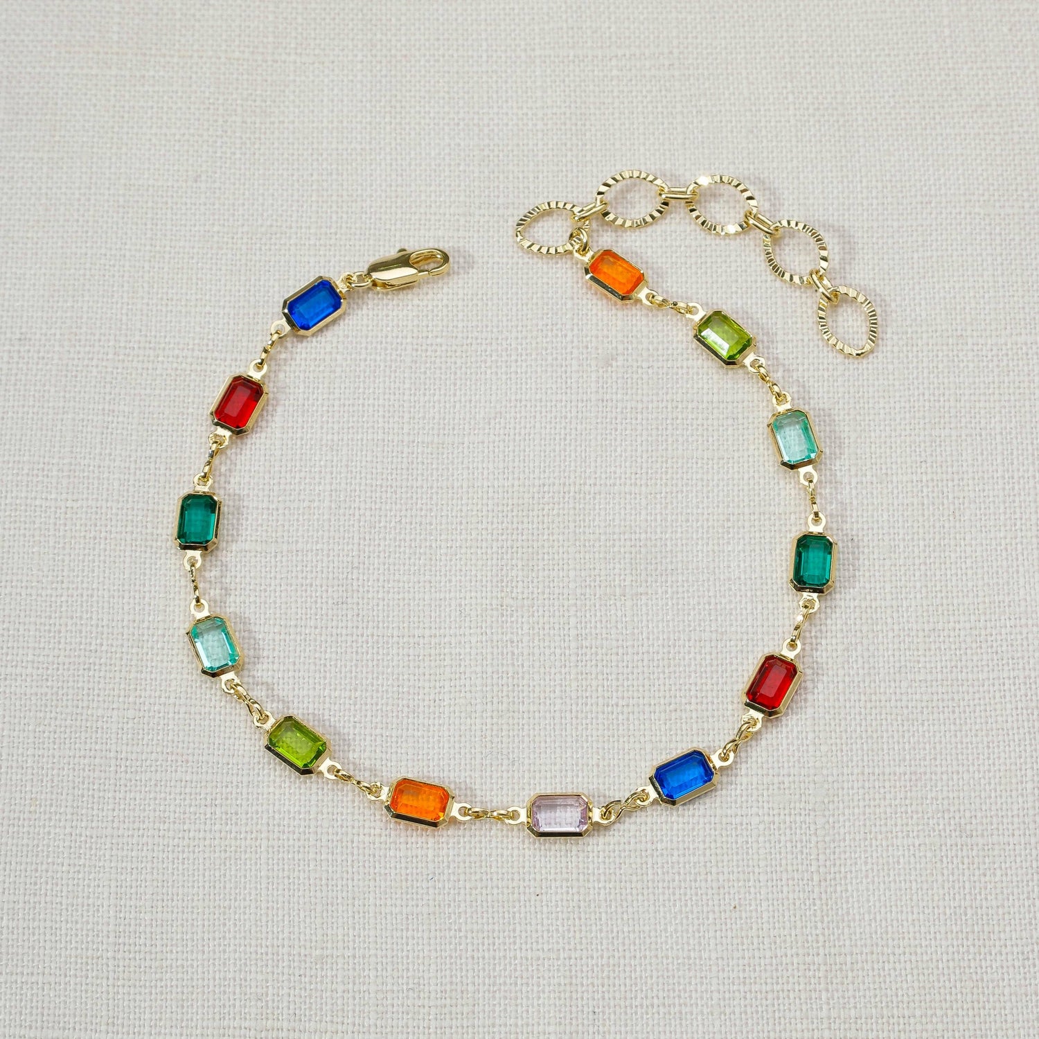 18k Gold Filled Multicolor Anklet For Wholesale: 10.5 inches