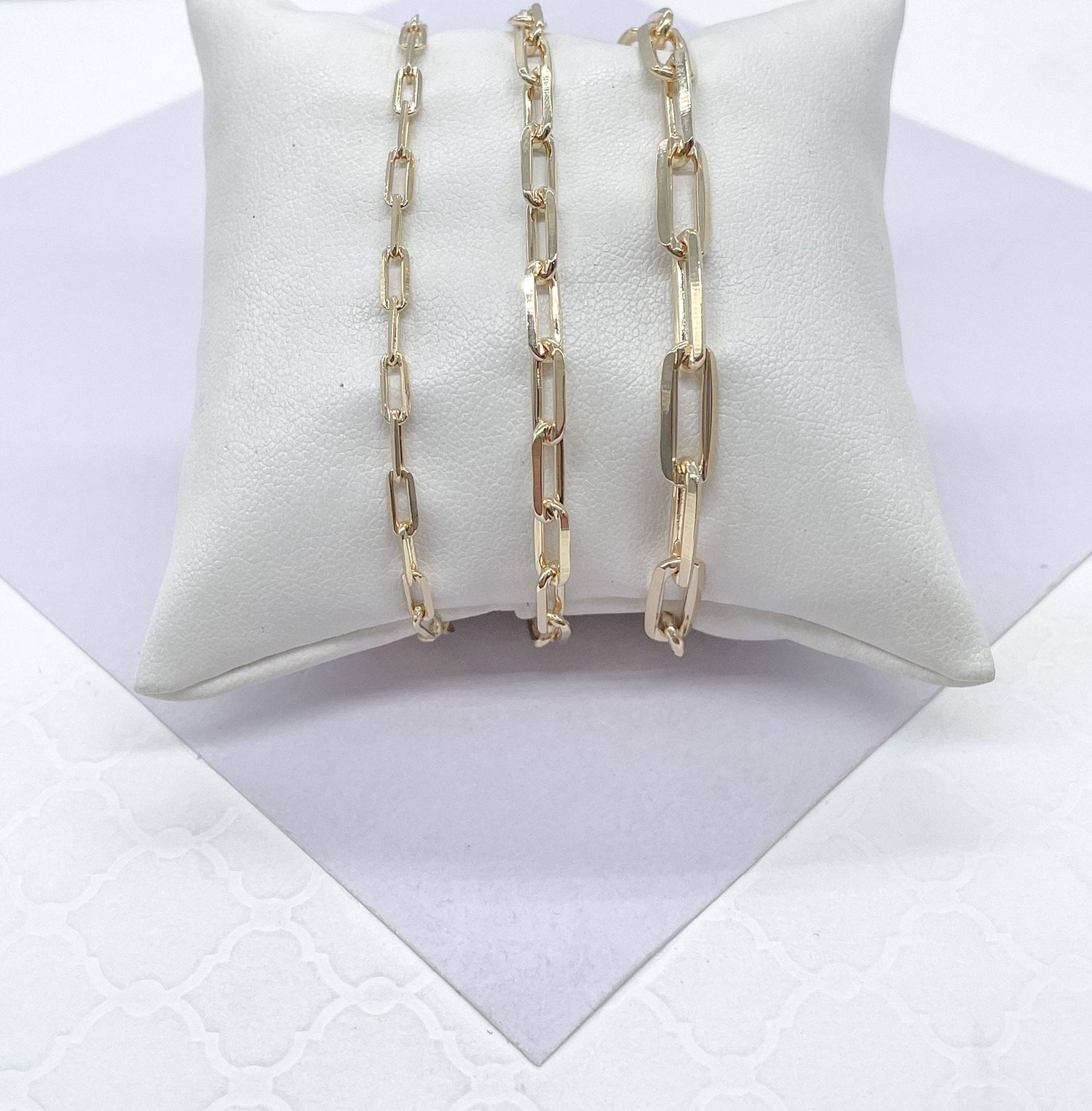 18k Gold Filled Dainty Smooth Paperclip Bracelet Availbe in 3 Sizes: 5
