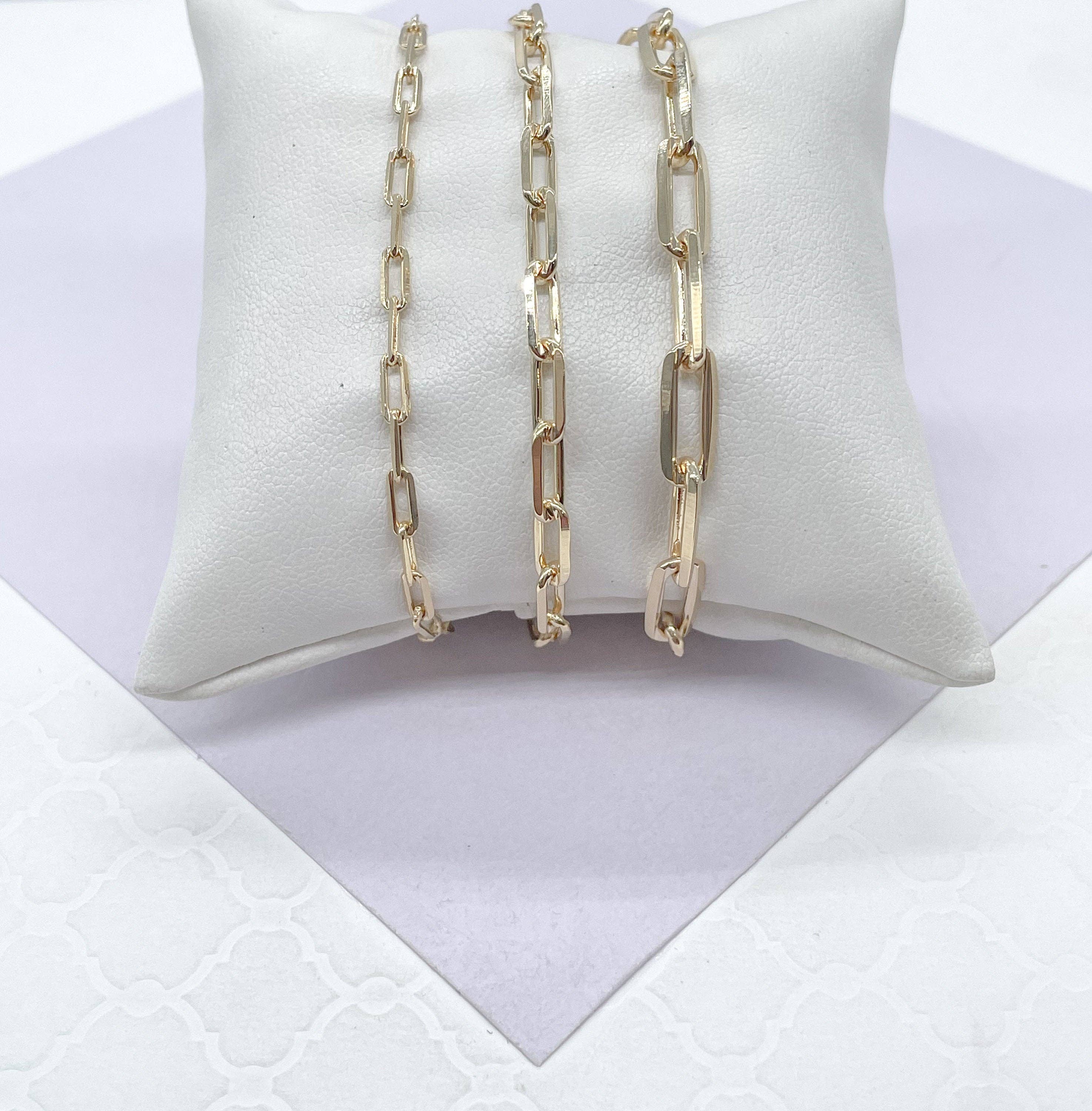 18k Gold Filled Dainty Smooth Paperclip Bracelet Availbe in 3 Sizes: 5