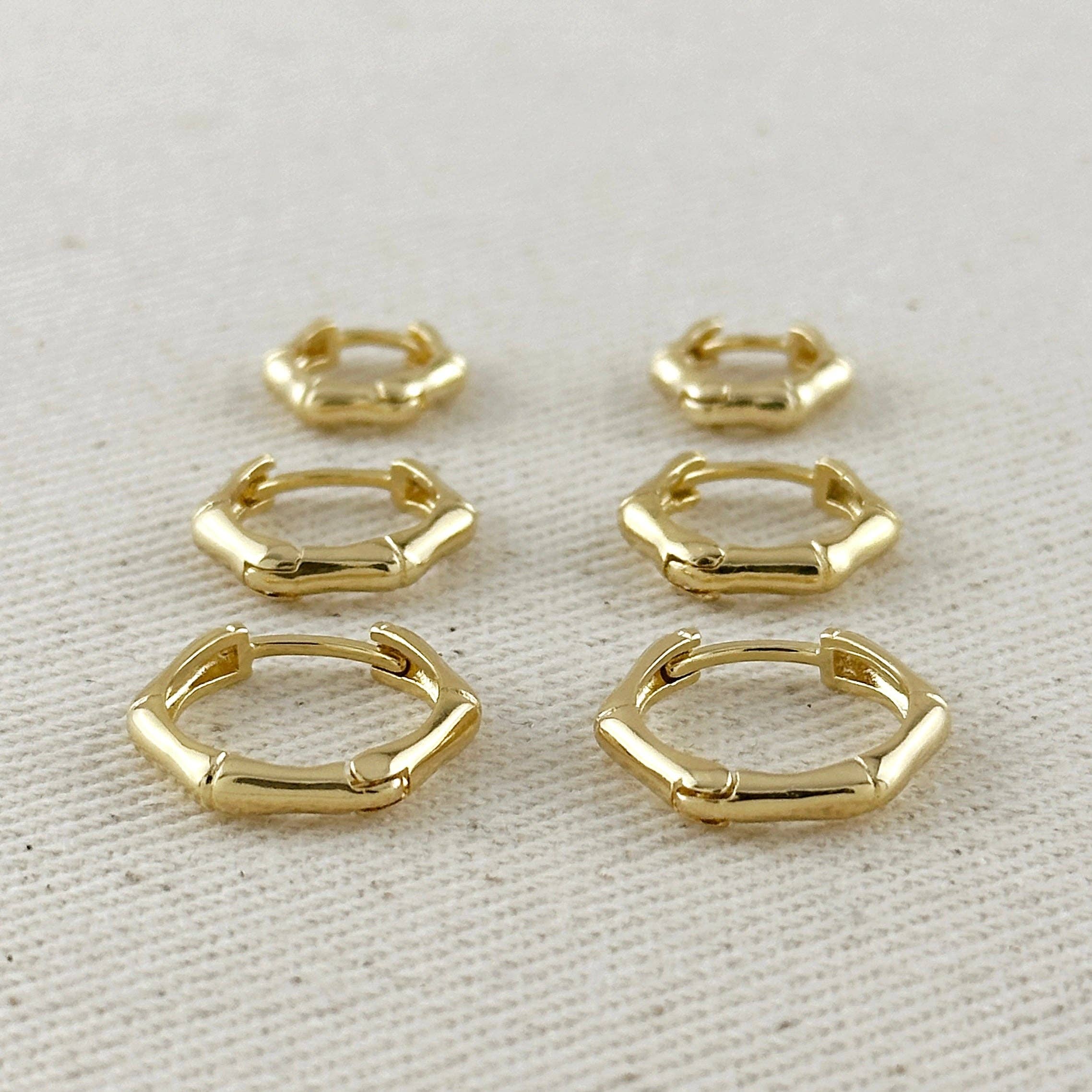 18k Gold Filled Bamboo Clicker Hoop Earrings: 10mm