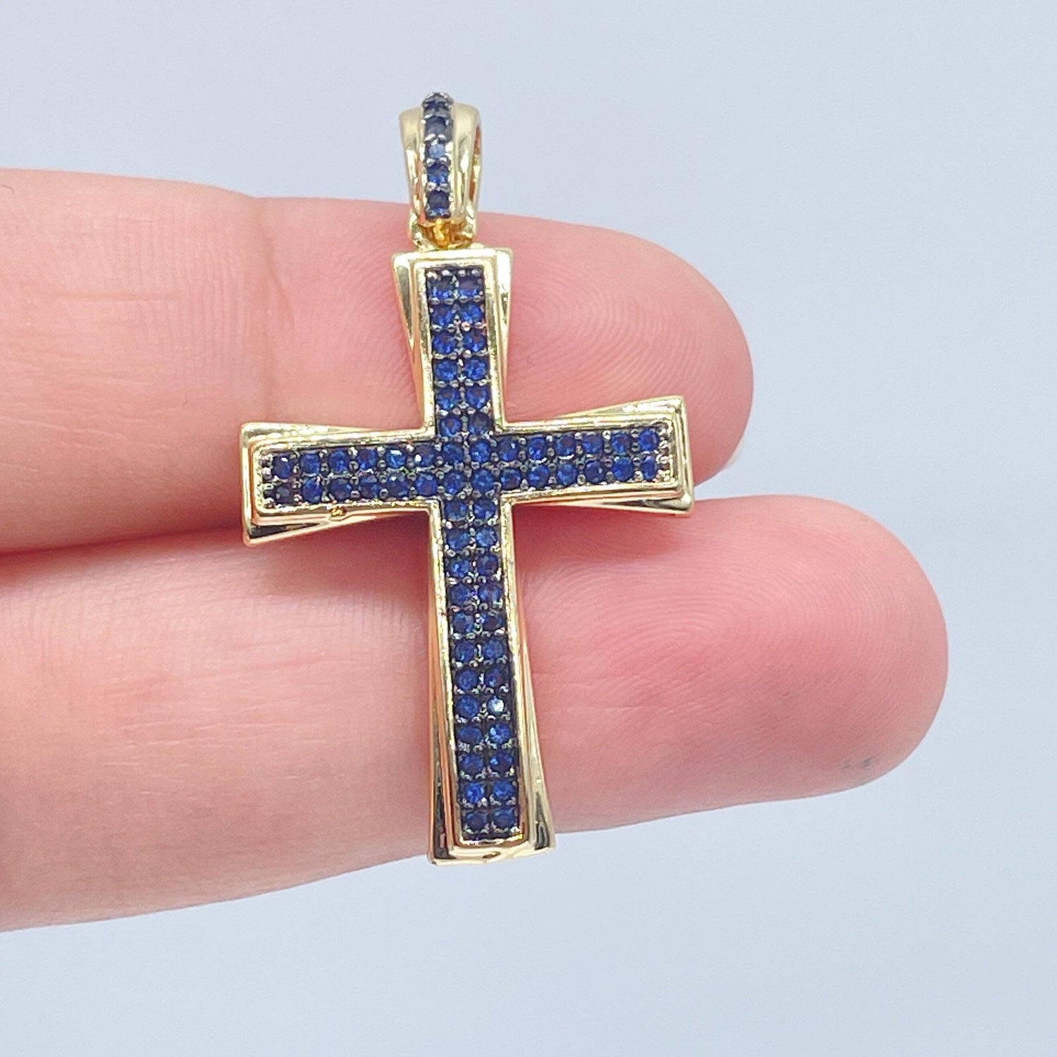 18k Gold Filled Colorful Cubic Zirconia Cross Pendant Charm,: Amethyst