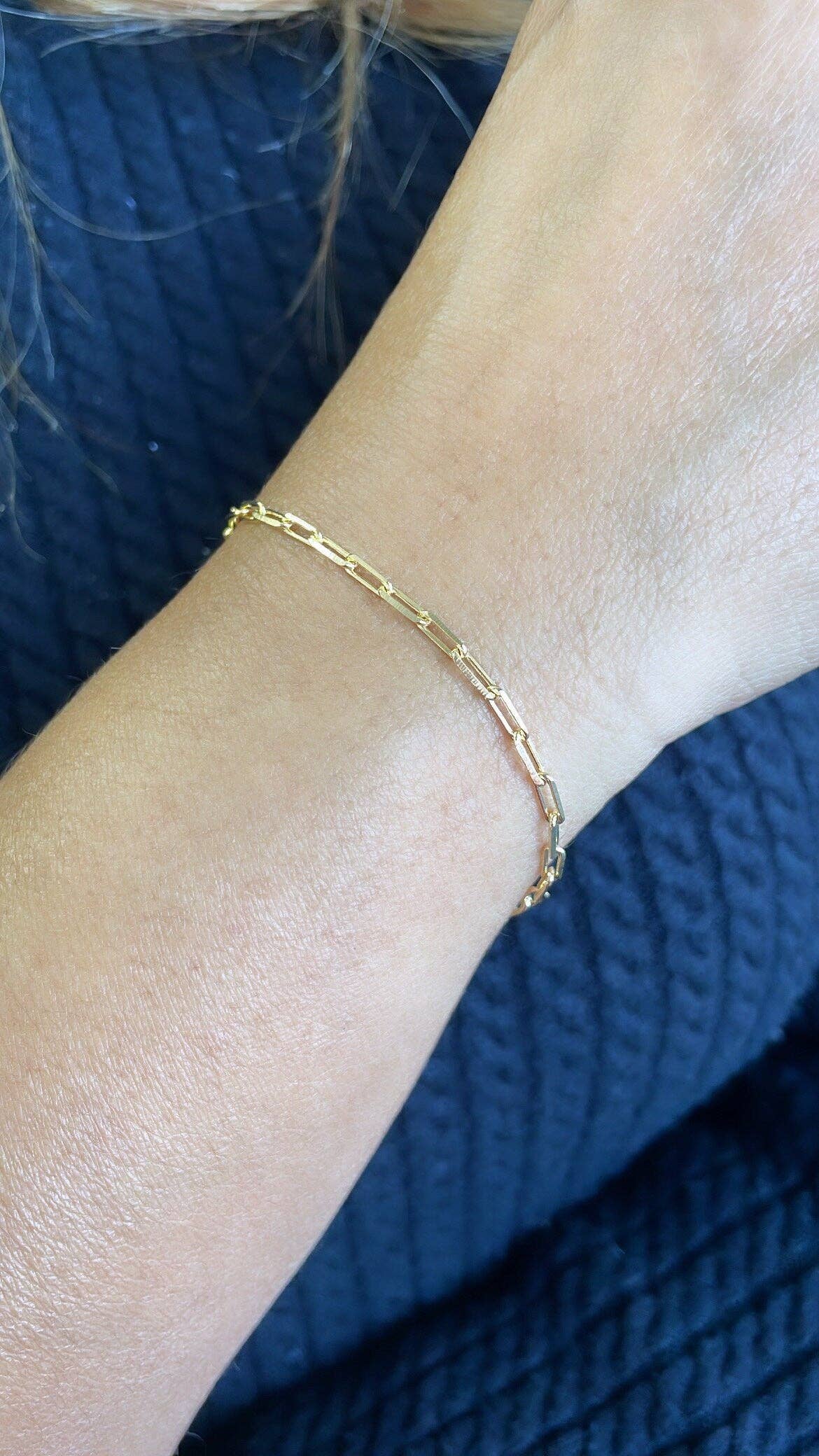18k Gold Filled Dainty Smooth Paperclip Bracelet Availbe in 3 Sizes: 3