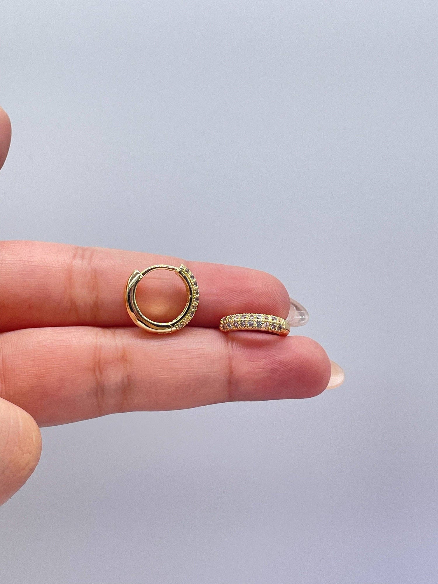 18k Gold Filled Small Huggie with Micro CZ, Gift for Her, We