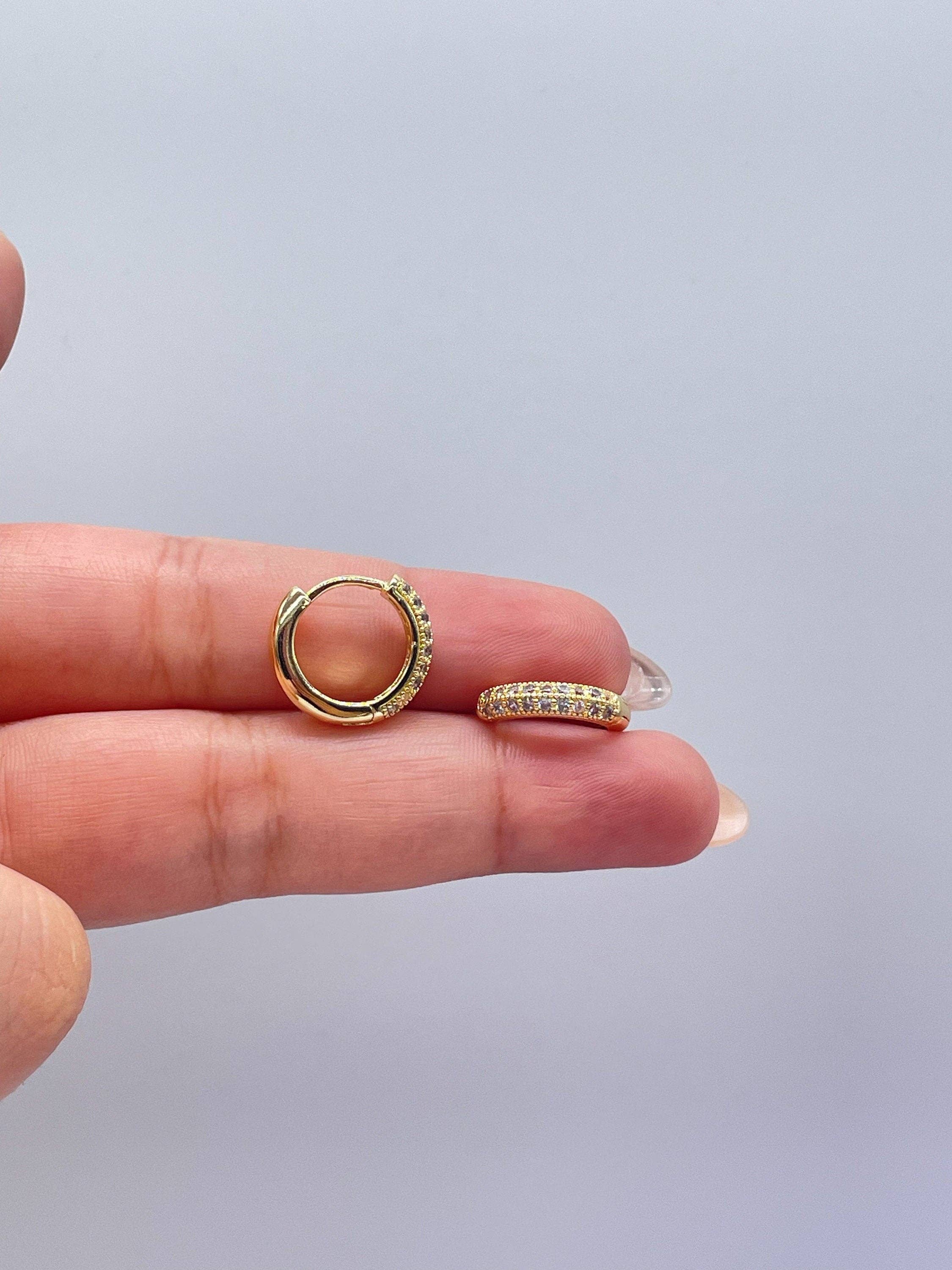 18k Gold Filled Small Huggie with Micro CZ, Gift for Her, We
