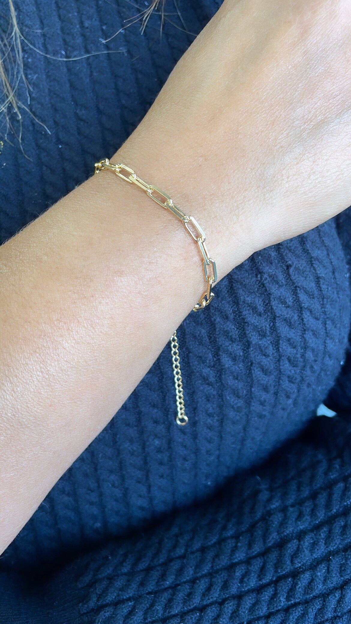 18k Gold Filled Dainty Smooth Paperclip Bracelet Availbe in 3 Sizes: 4