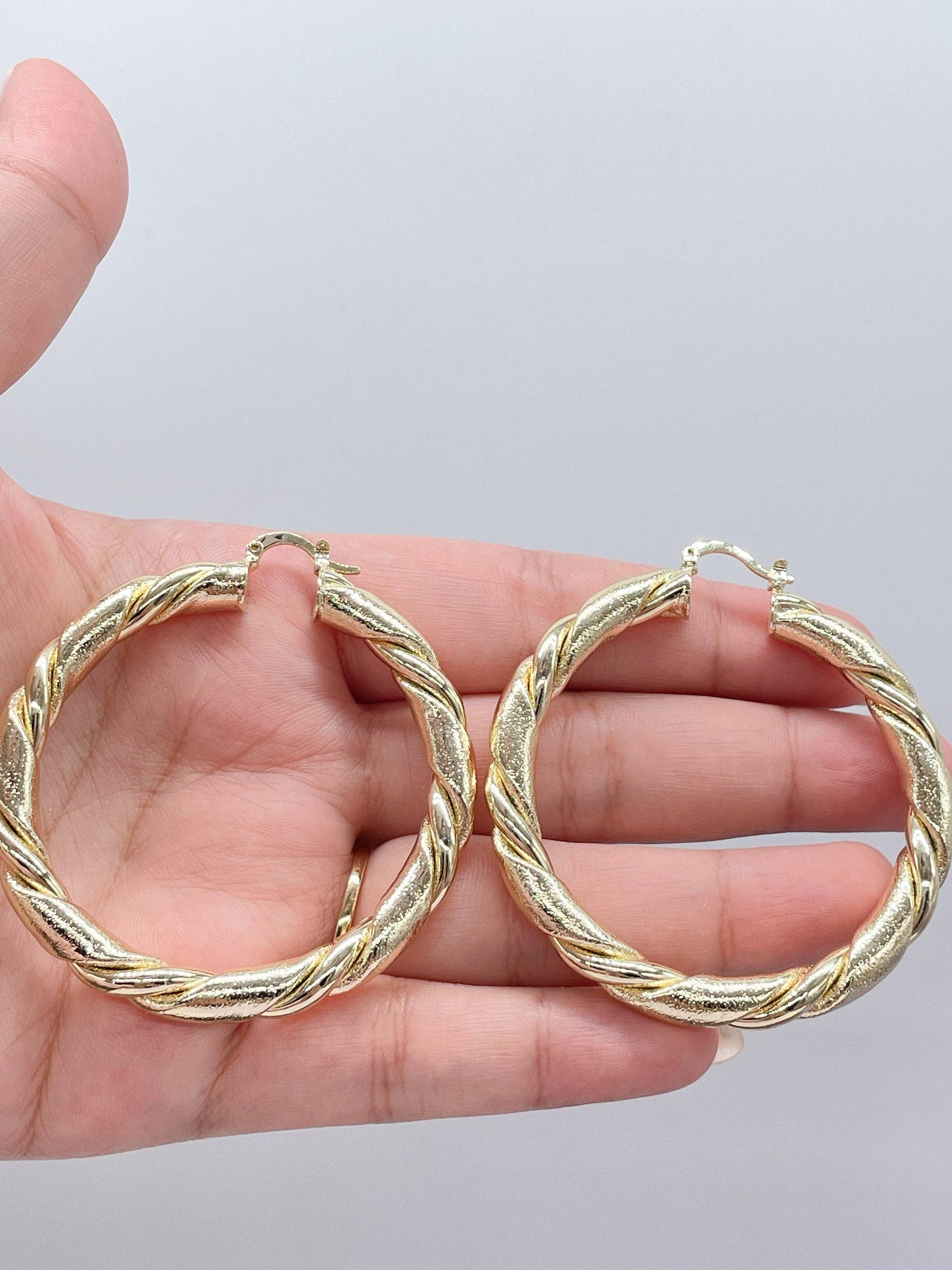 18k Gold Filled Chunky Croissant Hoop Earrings: 40mm Hoop