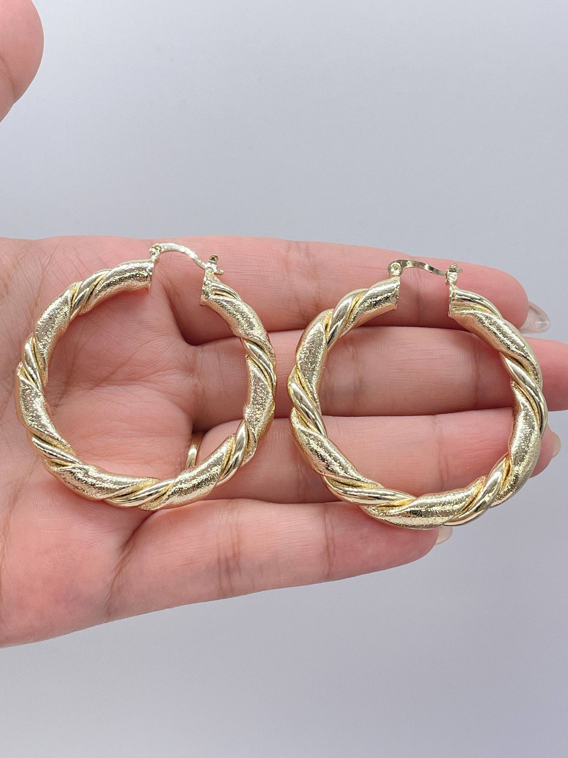 18k Gold Filled Chunky Croissant Hoop Earrings: 40mm Hoop