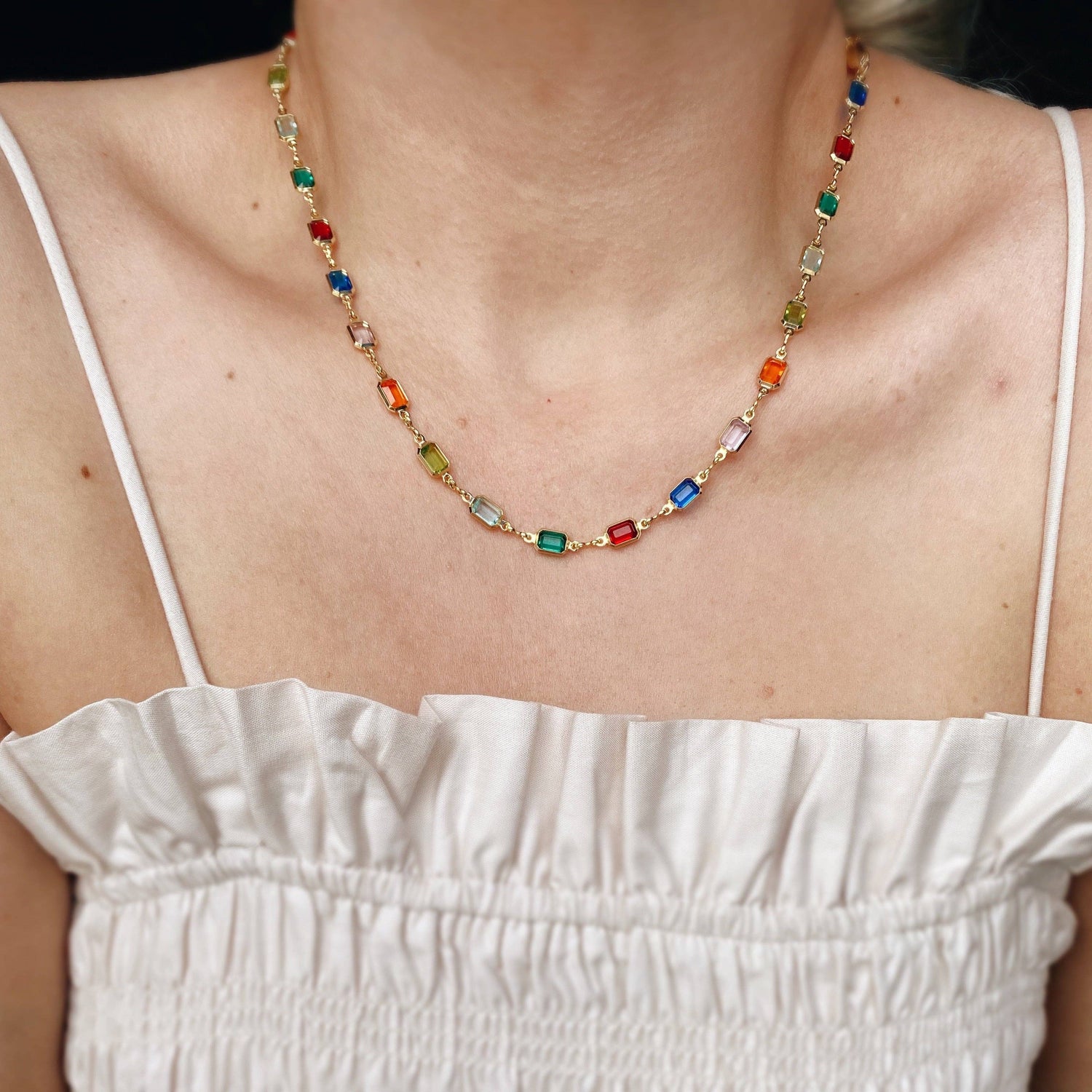 18k Gold Filled Multicolor Necklace For Wholesale: 16" necklace + 2" extension