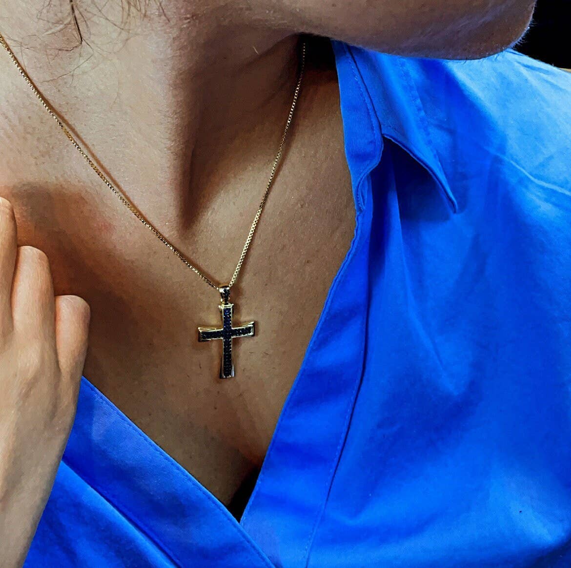18k Gold Filled Colorful Cubic Zirconia Cross Pendant Charm,: Emerald
