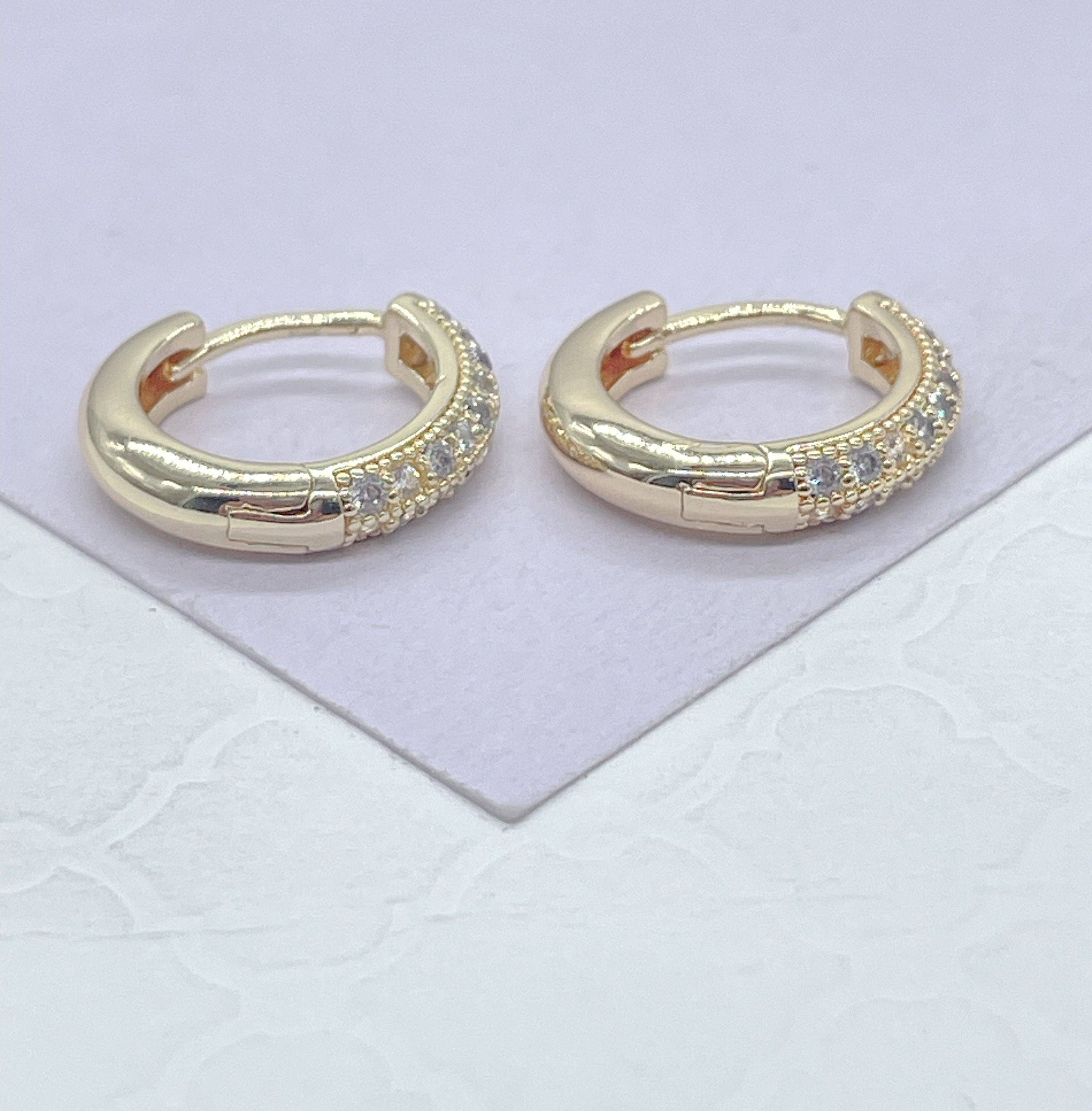 18k Gold Filled Small Huggie with Micro CZ, Gift for Her, We