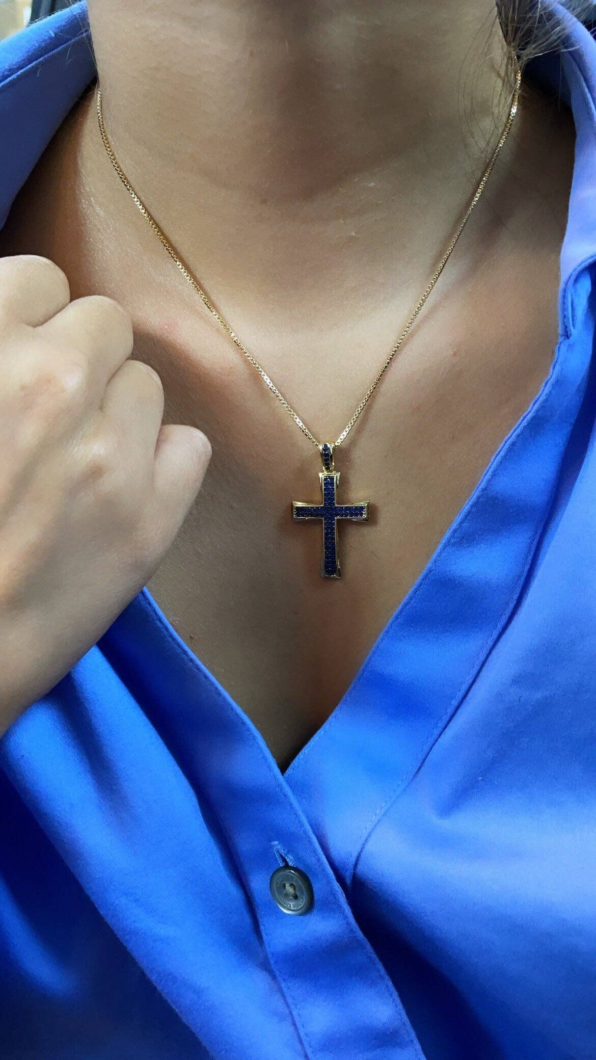 18k Gold Filled Colorful Cubic Zirconia Cross Pendant Charm,: Amethyst