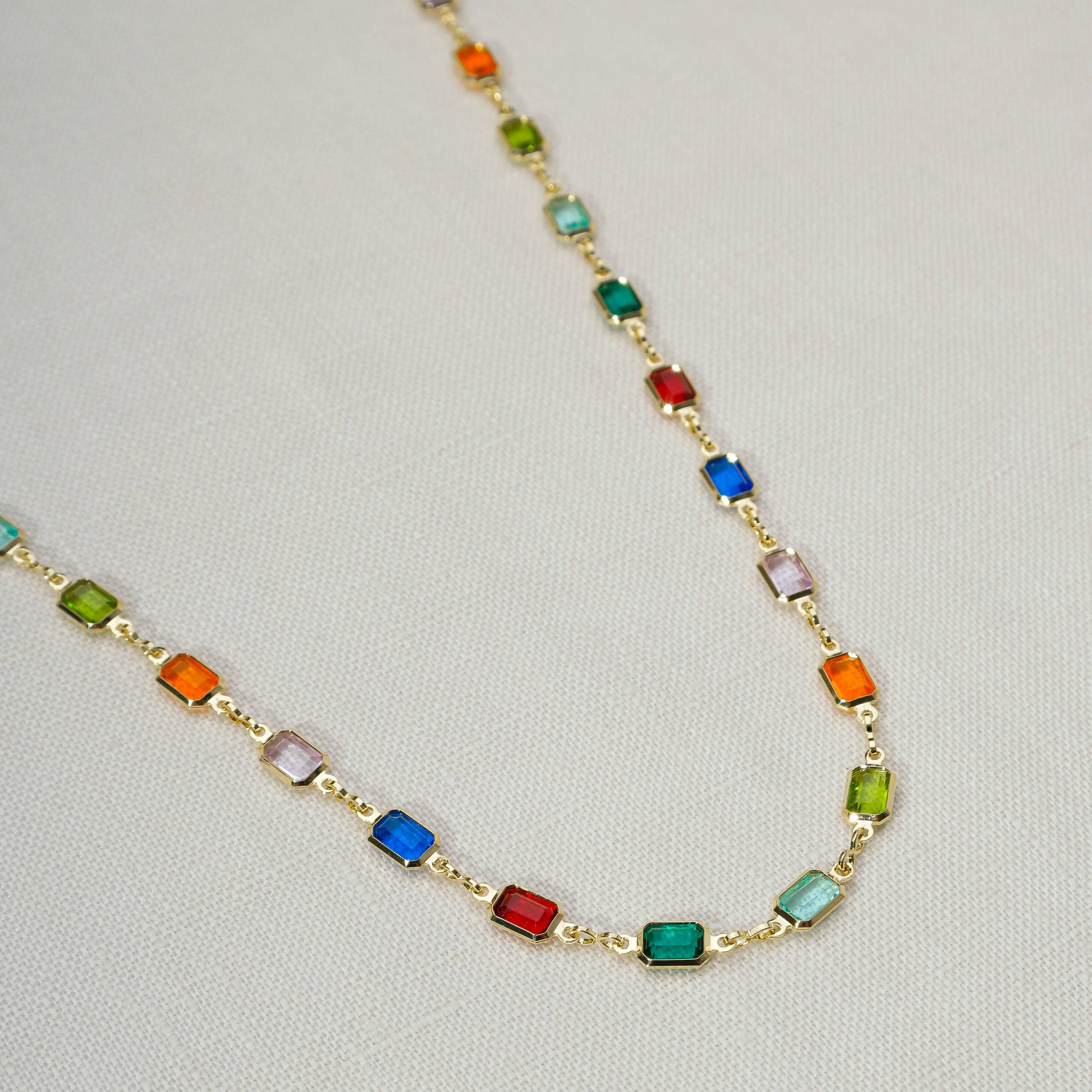 18k Gold Filled Multicolor Necklace For Wholesale: 16" necklace + 2" extension
