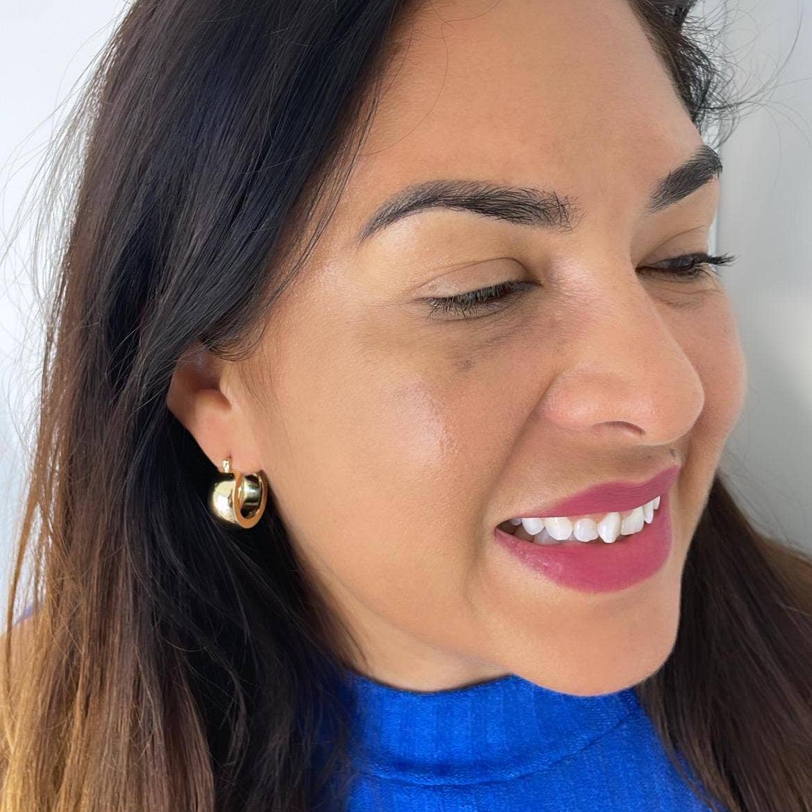 18k Gold Filled Smooth Extra Wide Sharp-edged Hoop Earring