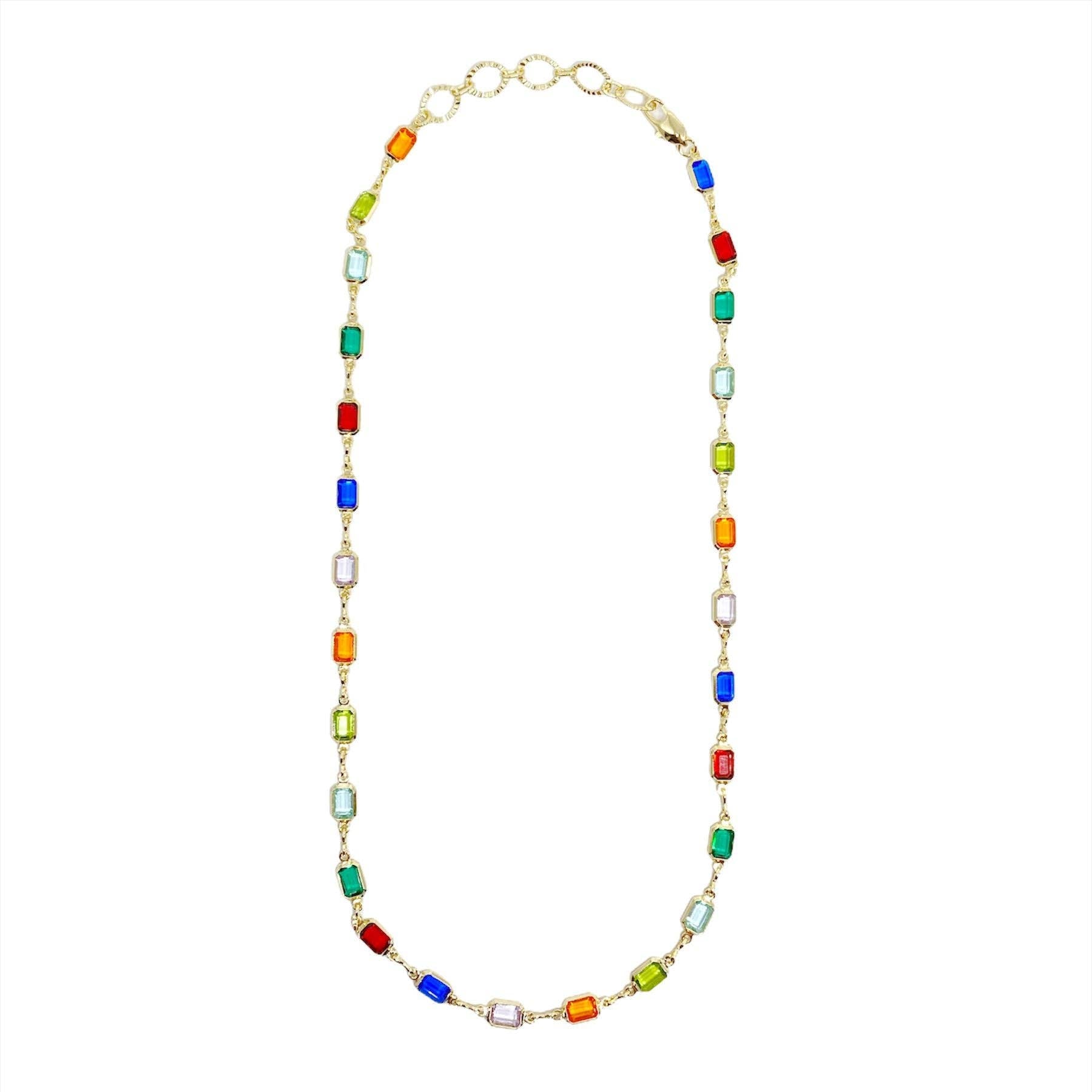 18k Gold Filled Multicolor Necklace For Wholesale: 16" necklace + 2" extension