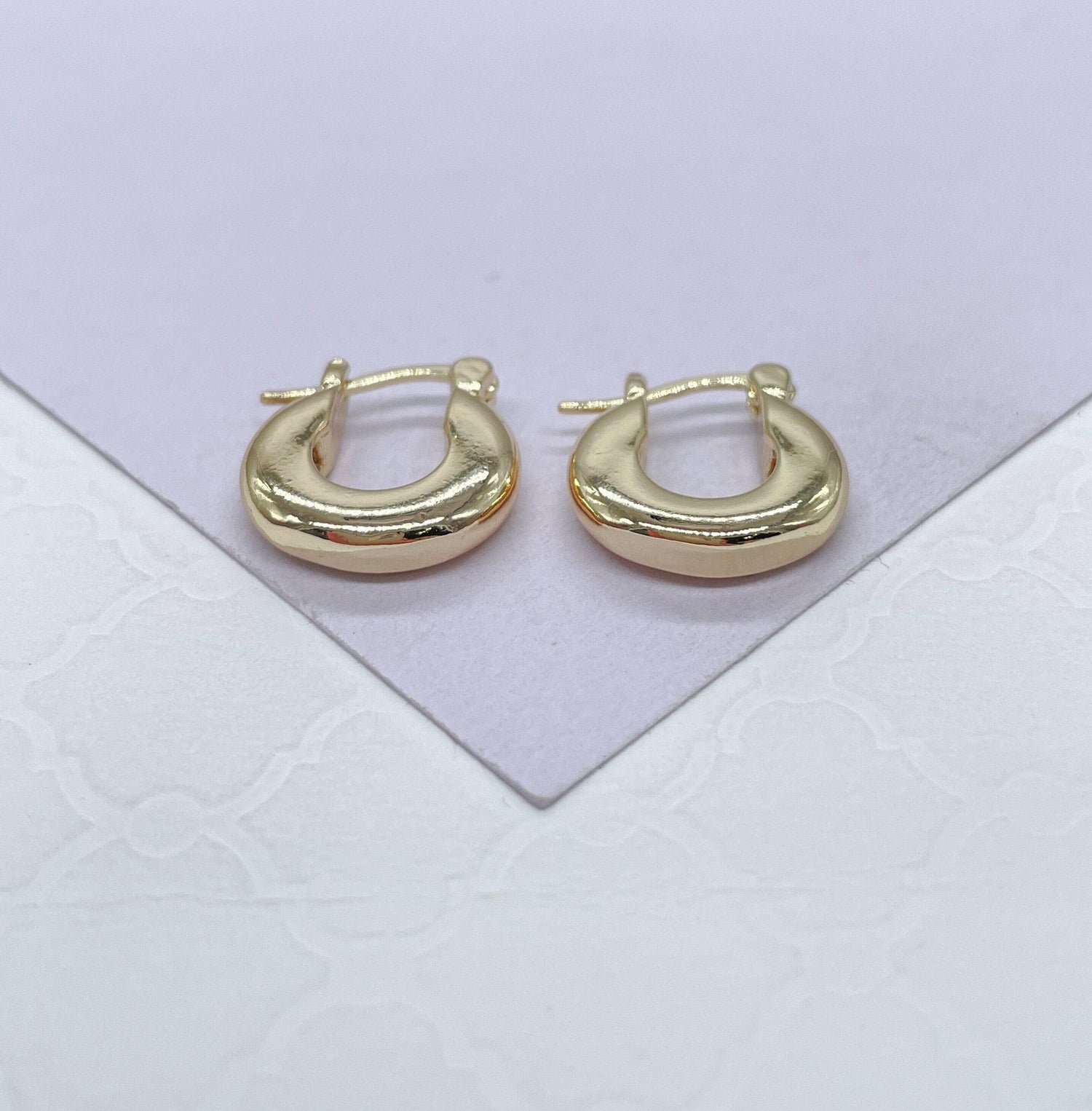 18k Gold Filled Small 15mm Thick Chunky Hoop Earring