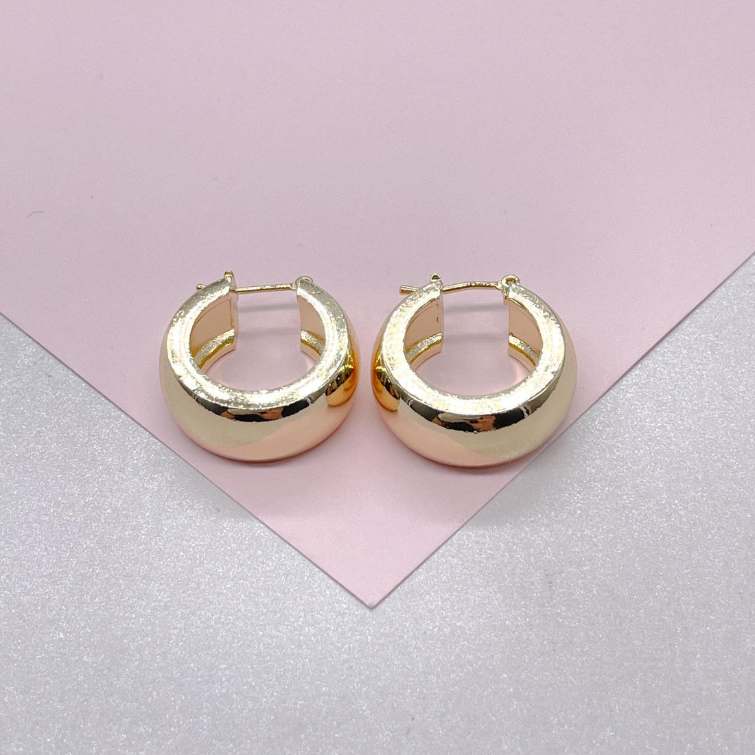 18k Gold Filled Smooth Extra Wide Sharp-edged Hoop Earring