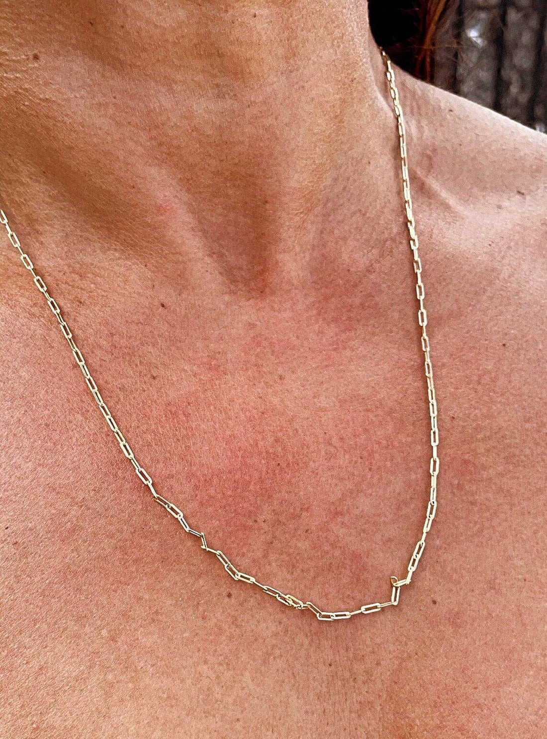 18k Gold Filled 2mm Dainty Paper Clip Chain Necklace for Who: 22