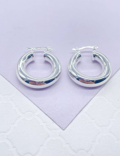 18k Gold Filled 5mm Plain Thick 25mm Small Hoops: Silver / 25mm