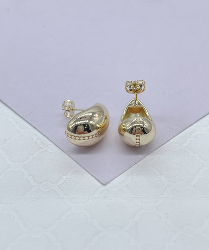 Gorgeous 18k Gold Filled Plain Casted Tear Drop Stud Earring