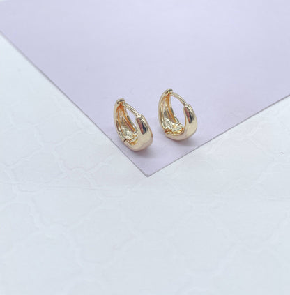 18k Gold Filled Smooth Tear Drop Hoop Earrings: 17mm