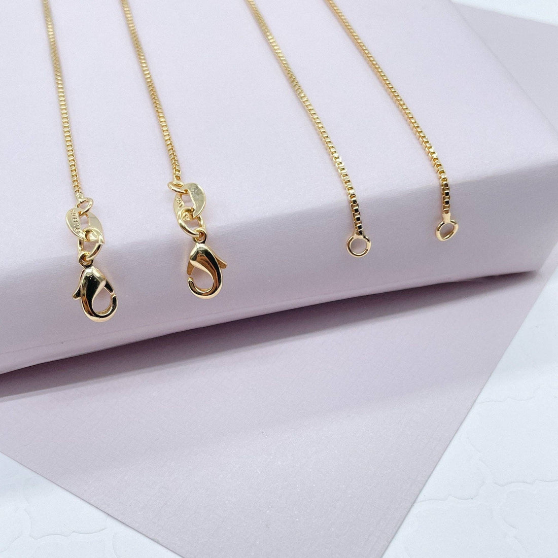 18k Gold Filled Box Chain 1mm Necklace Dainty Jewelry: 16