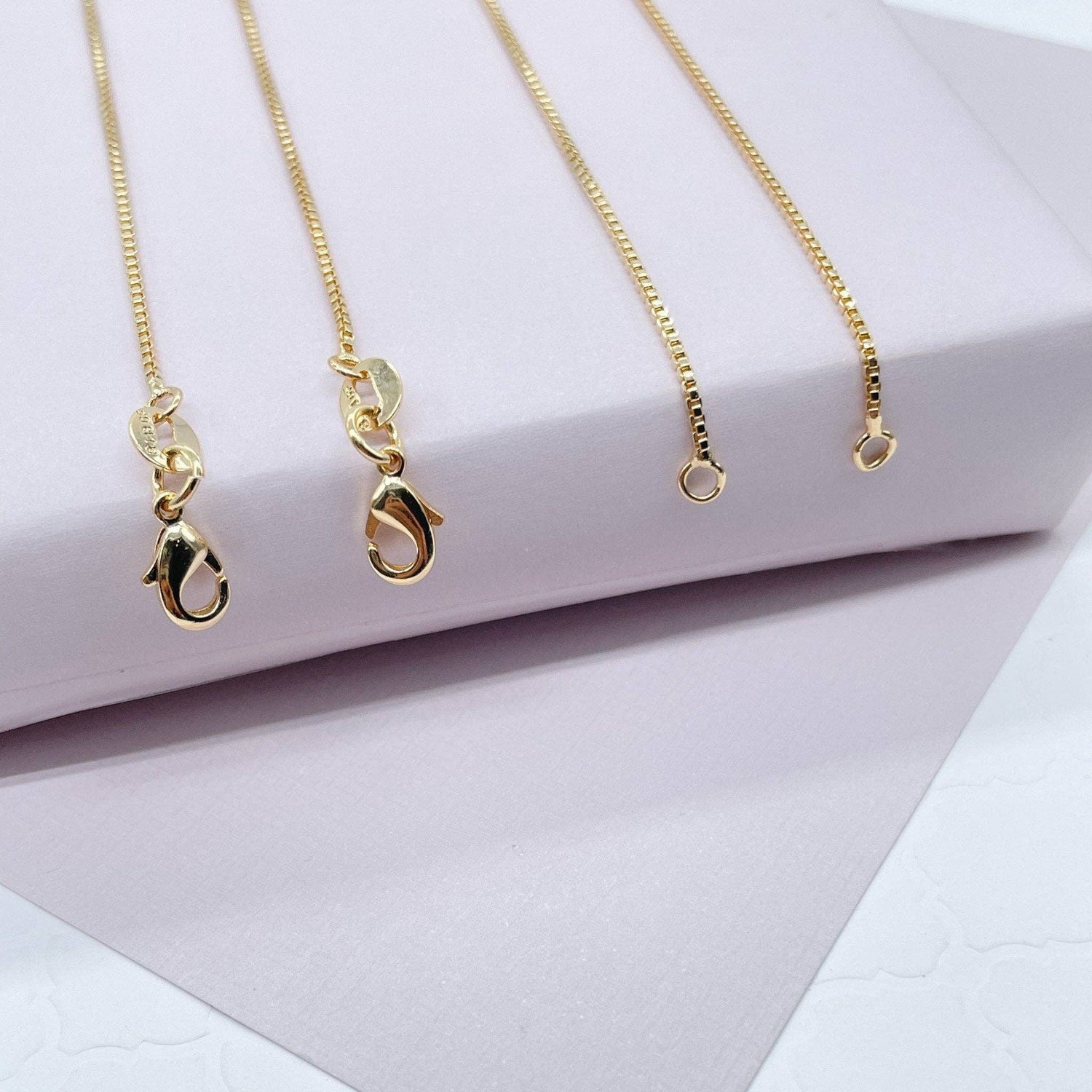 18k Gold Filled Box Chain 1mm Necklace Dainty Jewelry: 16