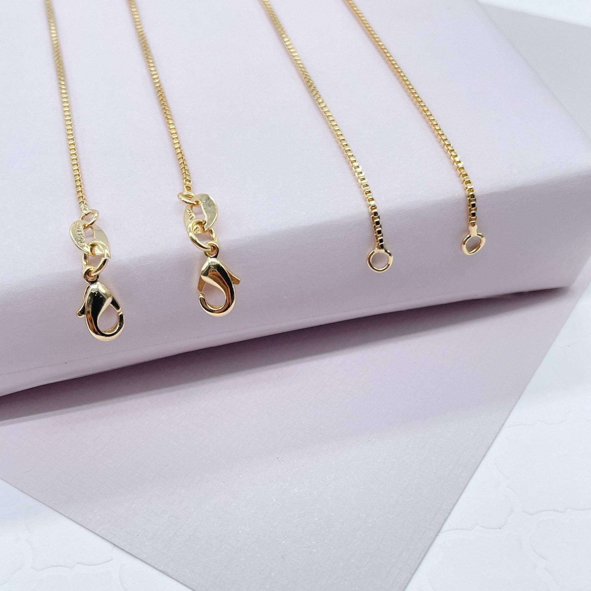 18k Gold Filled Box Chain 1mm Necklace Dainty Jewelry: 18