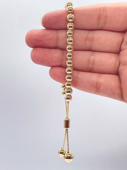 Gorgeous 18k Gold Filled Beaded Bracelet Featuring Slide Clasp Gold Bead: 8