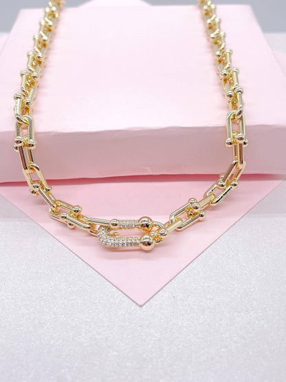 18k Gold Filled Bone With Cz Pave Necklace and Bracelet: Necklace