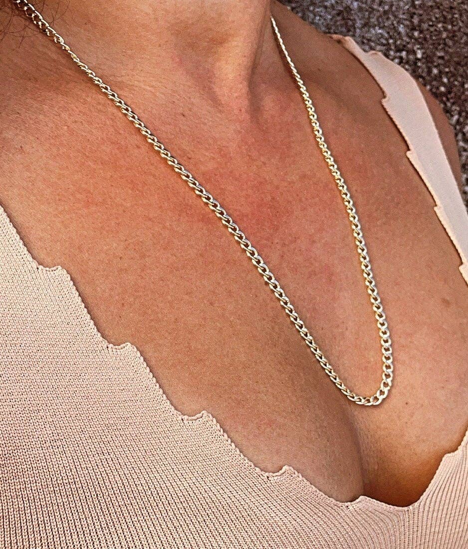 18k Gold Filled 4mm Cuban Link Chain Necklace: 26&quot;