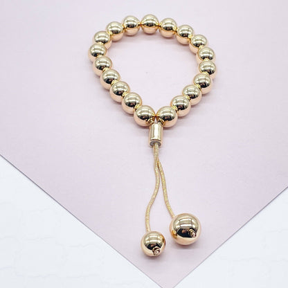 Gorgeous 18k Gold Filled Beaded Bracelet Featuring Slide Clasp Gold Bead: 6