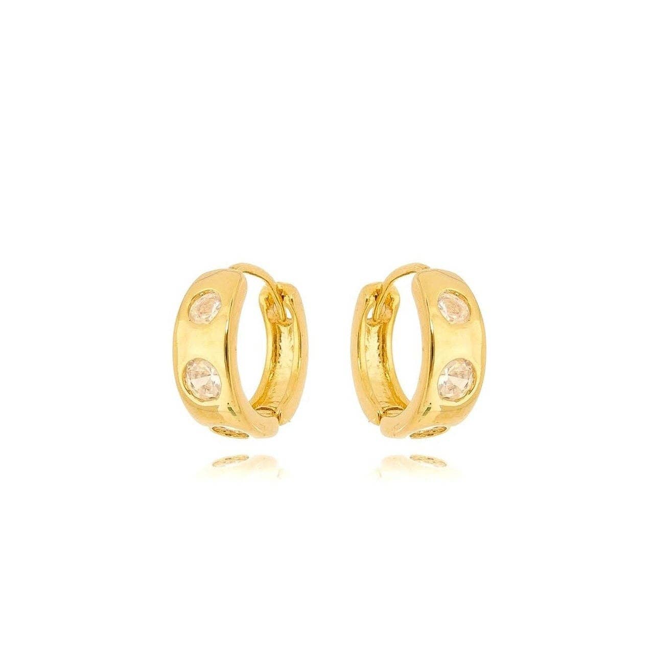 18k Gold Filled Huggie CZ Hoop Earrings For Wholesale And Jewelry Supplies