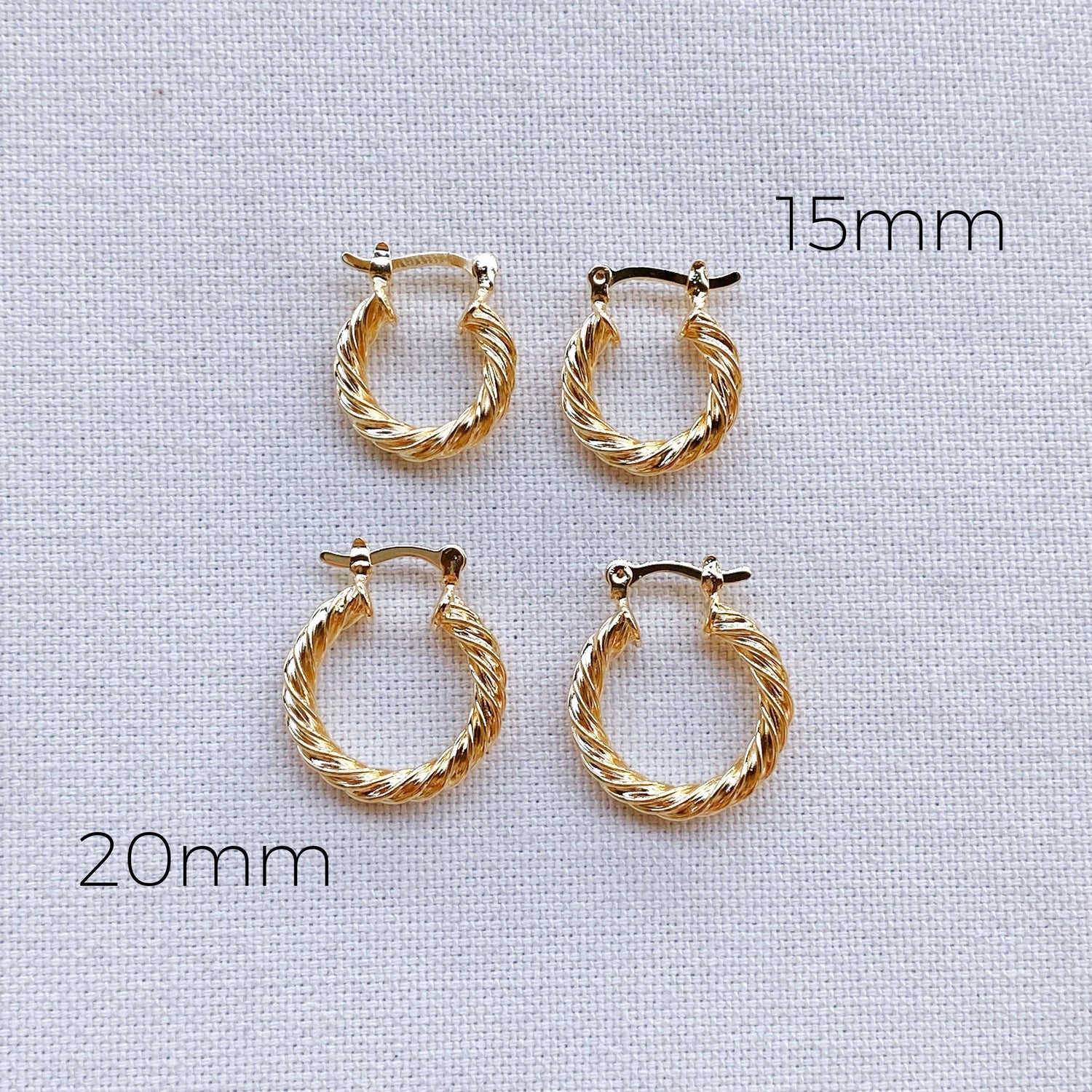 18k Gold Filled 15mm Twisted Hoop Earrings For Wholesale And: 15mm