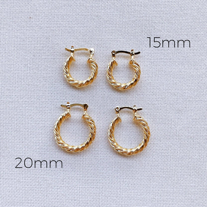 18k Gold Filled 15mm Twisted Hoop Earrings For Wholesale And: 20mm