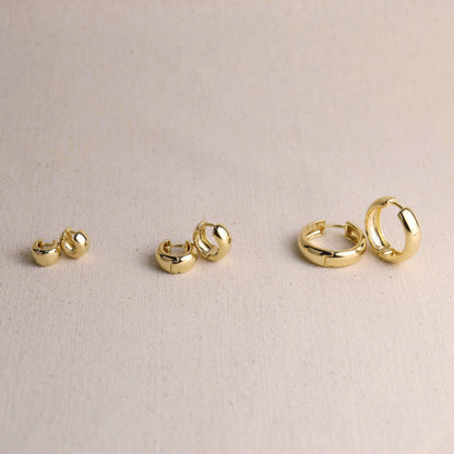 18k Gold Filled Chunky Hoop Earrings: 16mm