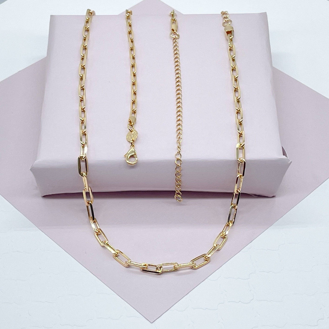 18k Gold Filled Paper Clip Chain 4mm Necklace: 24