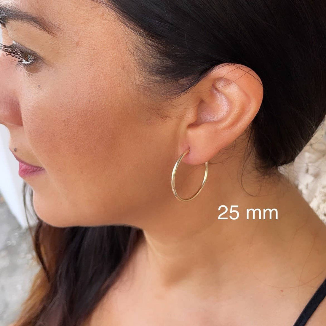 18k Gold Filled Thin Endless Hoop Earrings: 63mm