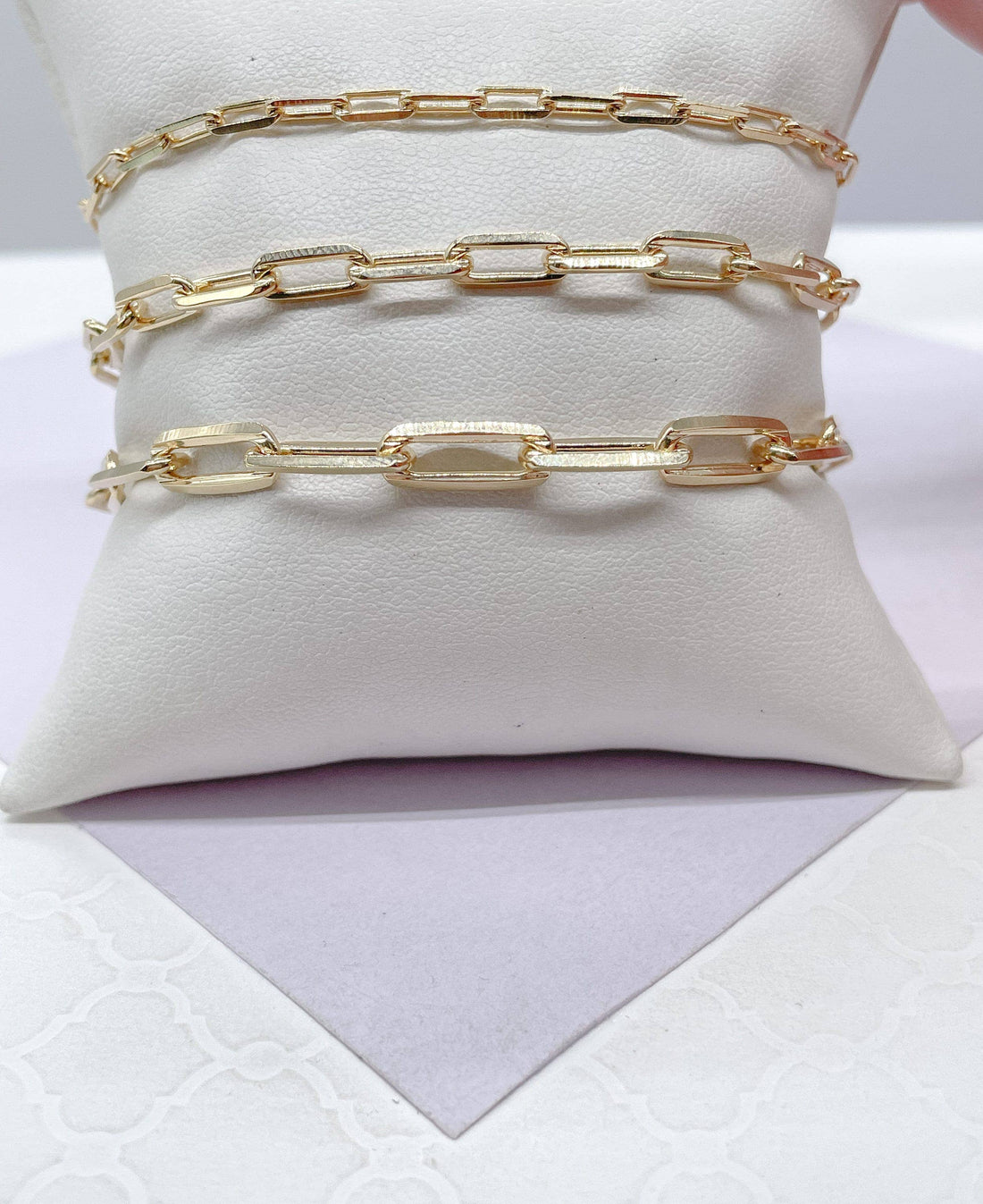 18k Gold Filled Dainty Smooth Paperclip Bracelet Availbe in 3 Sizes: 4