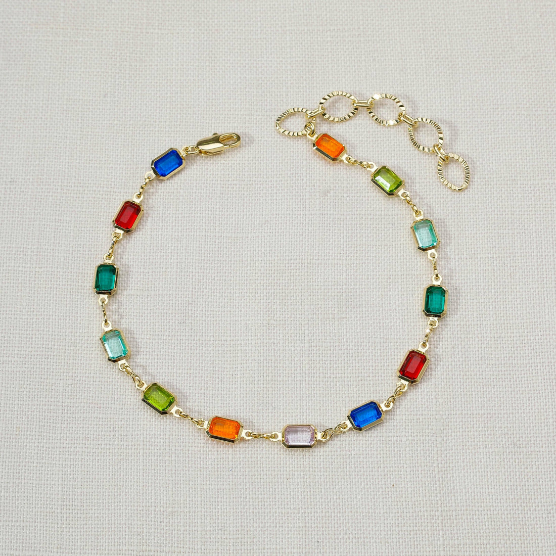 18k Gold Filled Multicolor Anklet For Wholesale: 10.5 inches